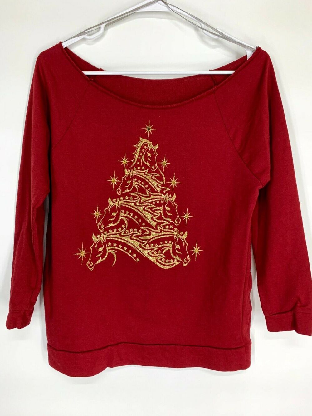 Next Level Red Gold Dragon Tree Sweater Small
